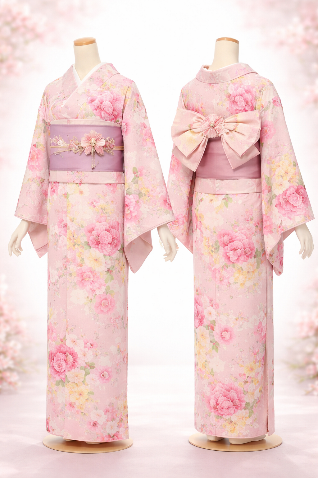 淡いピンクの着物